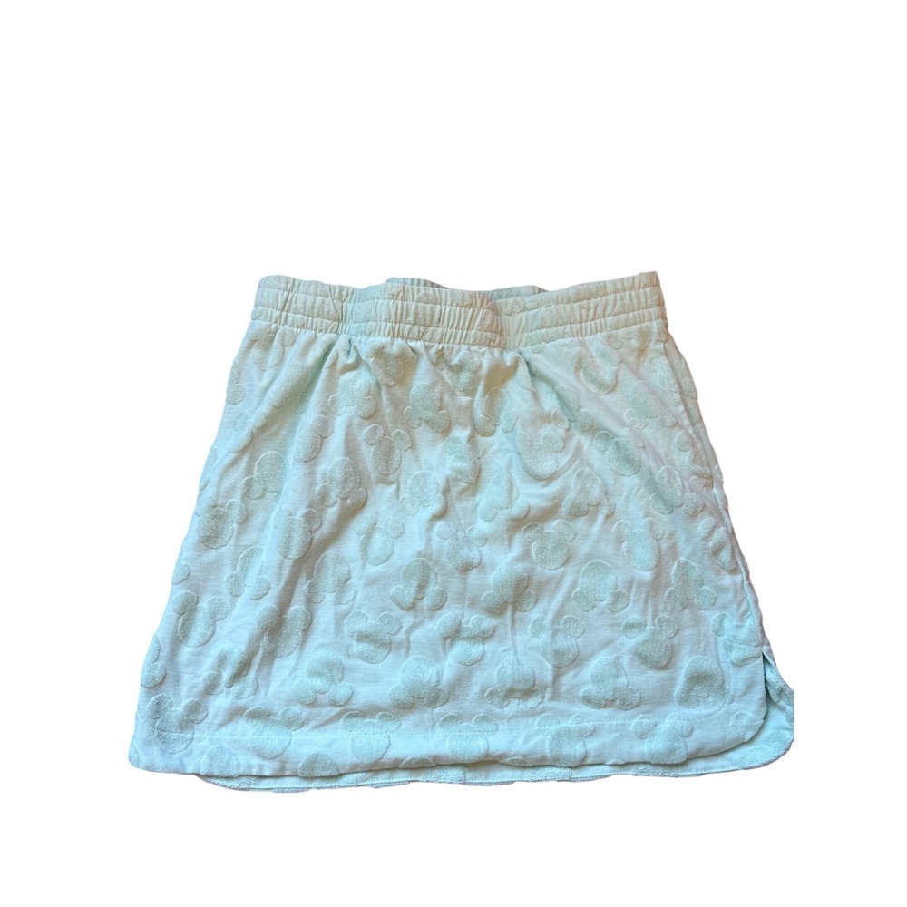 Disney Mickey Mouse Mint Green Terry Cloth Mini‎ Skirt Elastic Waist Pockets M